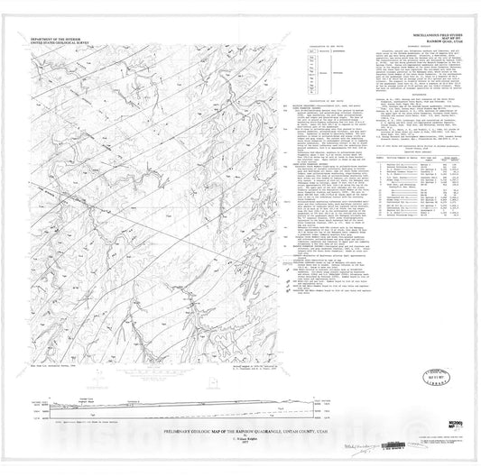 Map : Preliminary geologic map of the Rainbow quadrangle, Uintah County, Utah, 1977 Cartography Wall Art :