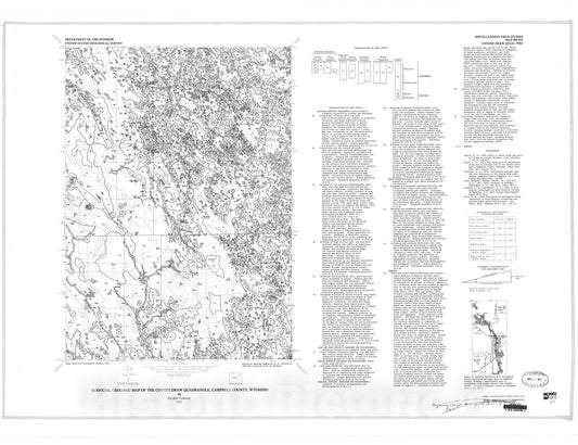 Map : Surficial geologic map of the Coyote Draw quadrangle, Campbell County, Wyoming, 1977 Cartography Wall Art :