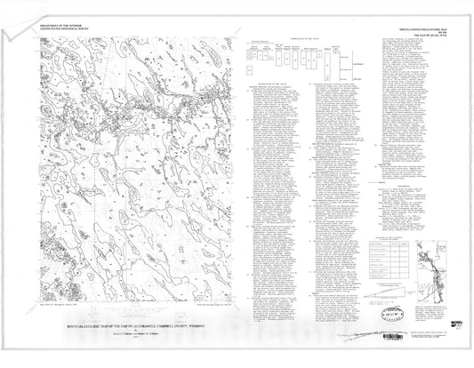 Map : Surficial geologic map of The Gap SW quadrangle, Campbell County, Wyoming, 1977 Cartography Wall Art :