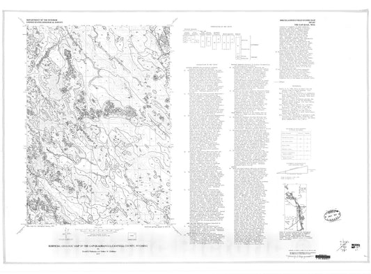 Map : Surficial geologic map of The Gap quadrangle, Campbell County, Wyoming, 1977 Cartography Wall Art :