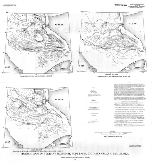 Map : Isopach maps of Tertiary sediments, Hope Basin, southern Chukchi Sea, Alaska, 1978 Cartography Wall Art :