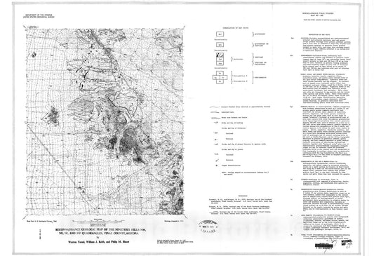 Map : Reconnaissance geologic map of the Ninetysix Hills NW, NE, SE, and SW quadrangles, Pinal County, Arizona, 1977 Cartography Wall Art :
