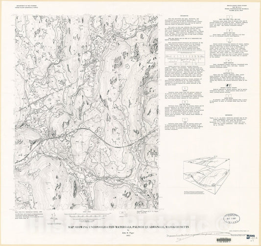 Map : Map showing unconsolidated materials, Palmer quadrangle, Massachusetts, 1977 Cartography Wall Art :