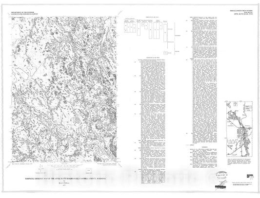 Map : Surficial geologic map of the Appel Butte quadrangle, Campbell County, Wyoming, 1977 Cartography Wall Art :