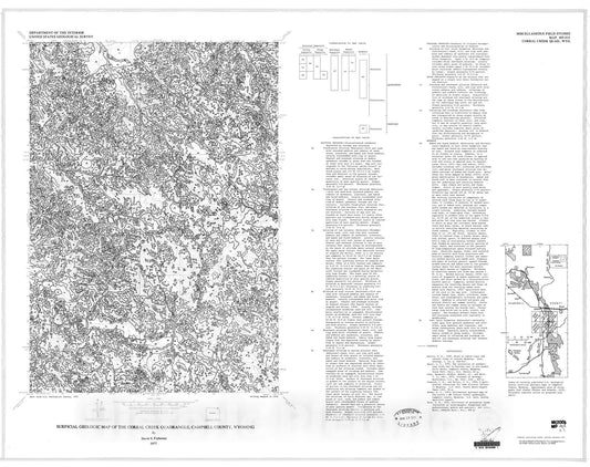 Map : Surficial geologic map of the Corral Creek quadrangle, Campbell County, Wyoming, 1977 Cartography Wall Art :