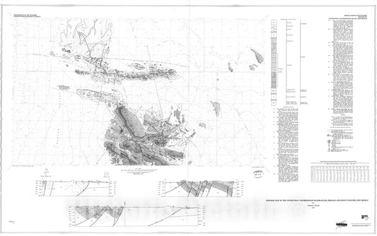 Map : Geologic map of the Coyote Peak and Brockman quadrangles, Hidalgo and Grant Counties, New Mexico, 1977 Cartography Wall Art :