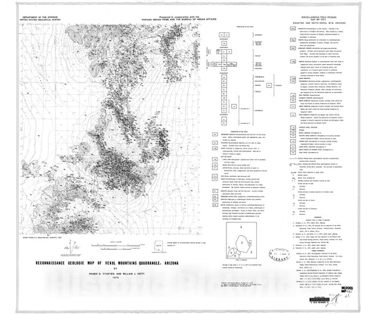 Map : Reconnaissance geologic map of the Vekol Mountains quadrangle, Arizona, 1978 Cartography Wall Art :