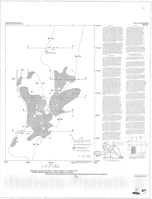 Map : Geologic map and cross sections of the Midnite uranium mine, Stevens County, Washington, 1978 Cartography Wall Art :