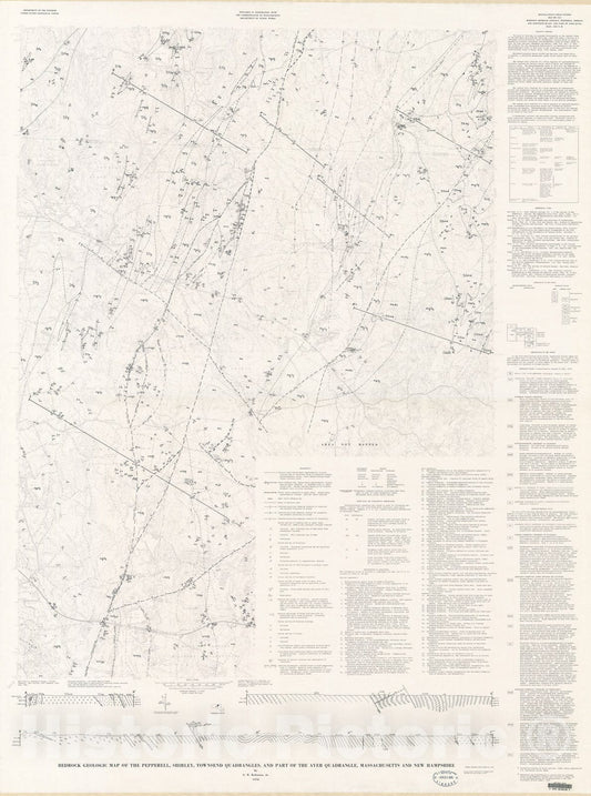 Map : Bedrock geologic map of the Pepperell, Shirley, Townsend quadrangles, and part of the Ayer quadrangle, Massachusetts and New Hampshire, 1978 Cartography Wall Art :