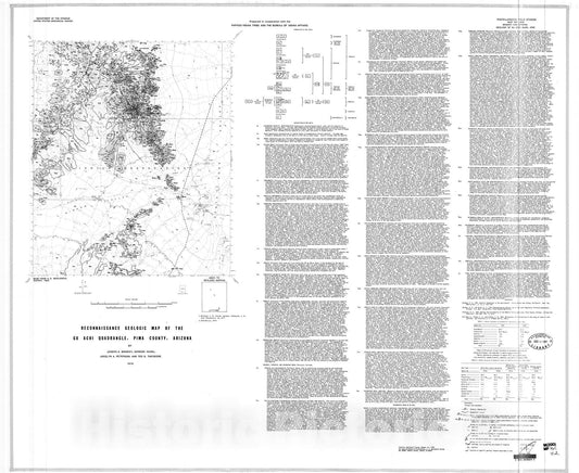 Map : Reconnaissance geologic map of the Gu Achi quadrangle, Pima County, Arizona, 1978 Cartography Wall Art :