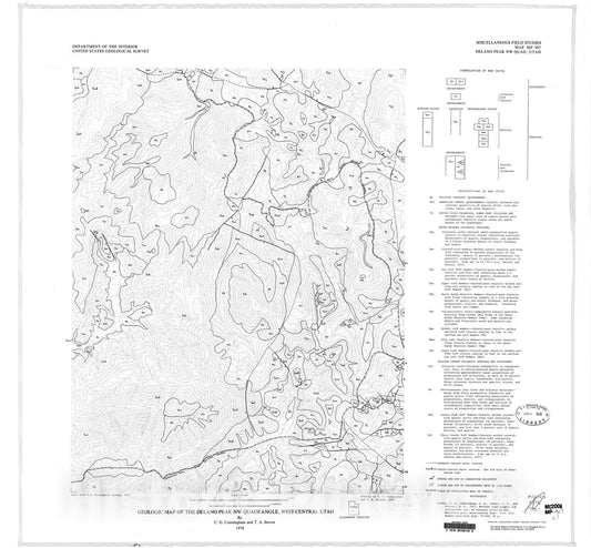 Map : Geologic map of the Delano Peak NW quadrangle, west-central Utah, 1978 Cartography Wall Art :