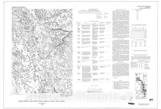 Map : Surficial geologic map of the Rough Creek quadrangle, Campbell County, Wyoming, 1978 Cartography Wall Art :