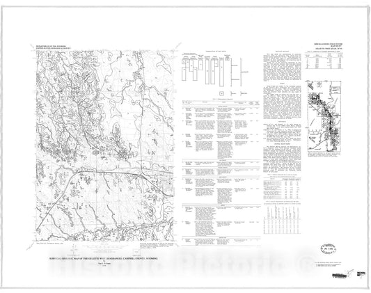 Map : Surficial geologic map of the Gillette West quadrangle, Campbell County, Wyoming, 1978 Cartography Wall Art :