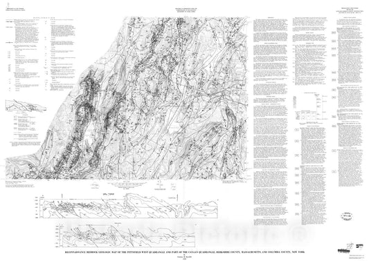 Map : Reconnaissance bedrock geologic map of the Pittsfield West quadrangle and part of the Canaan quadrangle, Berkshire County, Massach, 1978 Cartography Wall Art :