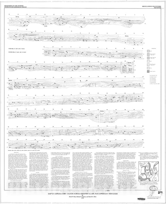 Map : Map of exploratory trench across Reelfoot scarp, northwestern Tennessee, 1978 Cartography Wall Art :