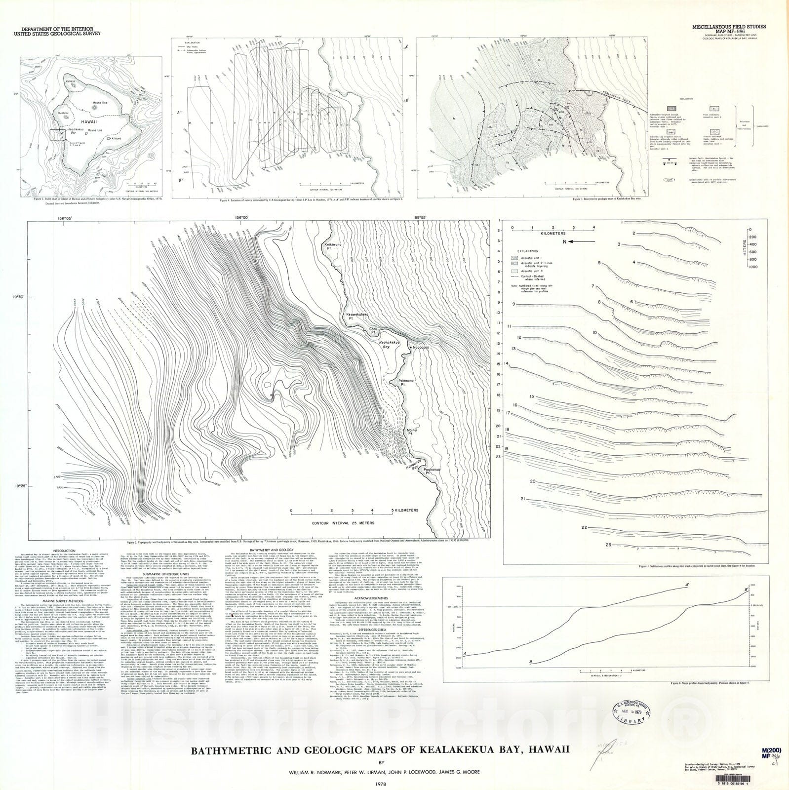 Map : Bathymetric and geologic maps of the Kealakekua Bay, Hawaii, 1978 Cartography Wall Art :
