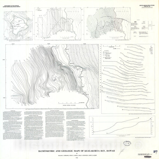 Map : Bathymetric and geologic maps of the Kealakekua Bay, Hawaii, 1978 Cartography Wall Art :