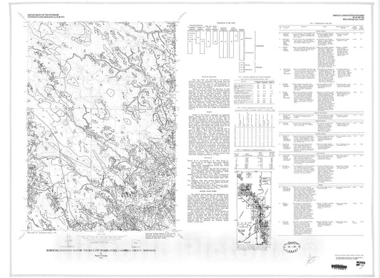 Map : Surficial geologic map of the Recluse quadrangle, Campbell County, Wyoming, 1978 Cartography Wall Art :