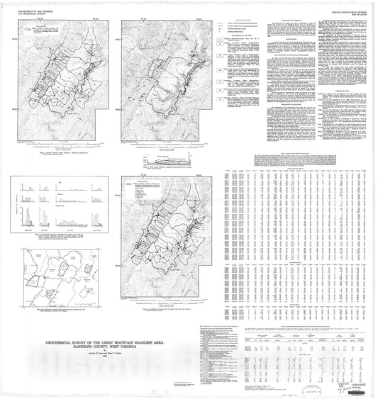 Map : Geochemical survey of the Cheat Mountain Roadless Area, Randolph County, West Virginia, 1984 Cartography Wall Art :