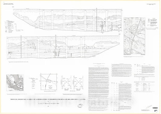 Map : Trench log, geologic map, and results of geophysical studies of lineaments in the McFarland area, Kern County, California, 1981 Cartography Wall Art :