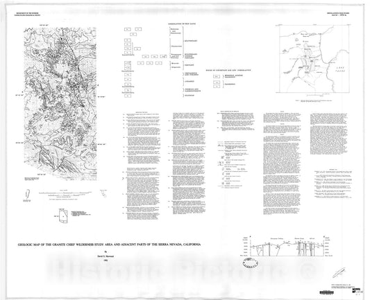 Map : Geologic map of the Granite Chief Wilderness Study Area and adjacent parts of the Sierra Nevada, California, 1981 Cartography Wall Art :