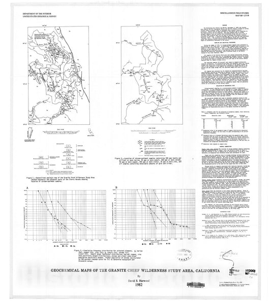 Map : Geochemical maps of the Granite Chief Wilderness Study Area, California, 1982 Cartography Wall Art :