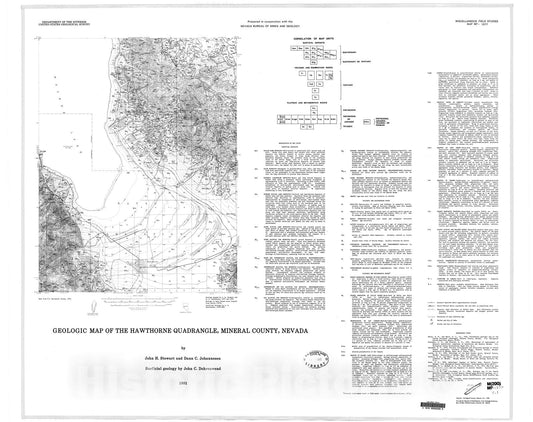 Map : Geologic map of the Hawthorne quadrangle, Mineral County, Nevada, 1981 Cartography Wall Art :