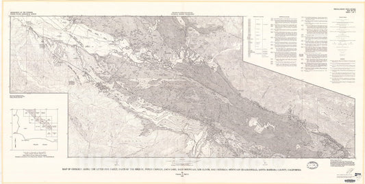 Map : Map of geology along the Little Pine Fault, parts of the Sisquoc, Foxen Canyon, Zaca Lake, Bald Mountain, Los Olivos, and Figueroa, 1981 Cartography Wall Art :