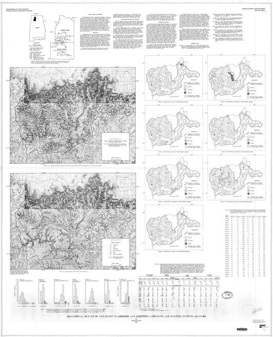 Map : Geochemical survey of the Sipsey Wilderness and additions, Lawrence and Winston Counties, Alabama, 1981 Cartography Wall Art :