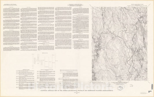Map : Surficial geologic map of the Goshen quadrangle, Franklin and Hampshire Counties, Massachusetts, 1981 Cartography Wall Art :