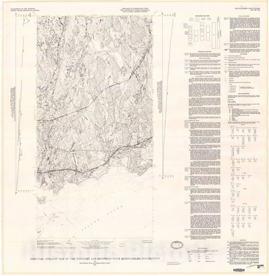 Map : Surficial geologic map of the Westport and Sherwood Point quadrangles, Connecticut, 1981 Cartography Wall Art :