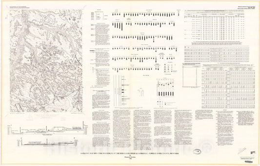 Map : Geologic map and coal resources of the Box Elder Creek quadrangle, Powder River County, Montana, 1981 Cartography Wall Art :