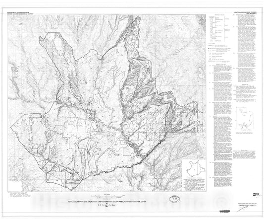 Map : Geologic map of the Escalante Canyon Instant Study Area, Garfield County, Utah, 1981 Cartography Wall Art :