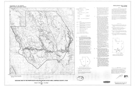Map : Geologic map of the Phipps-Death Hollow Instant Study Area, Garfield County, Utah, 1981 Cartography Wall Art :
