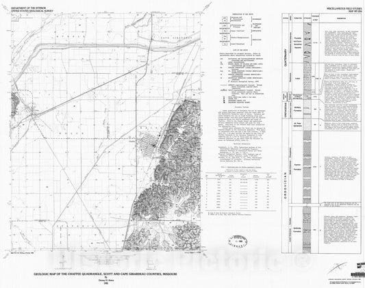 Map : Geologic map of the Chaffee quadrangle, Scott and Cape Girardeau Counties, Missouri, 1981 Cartography Wall Art :