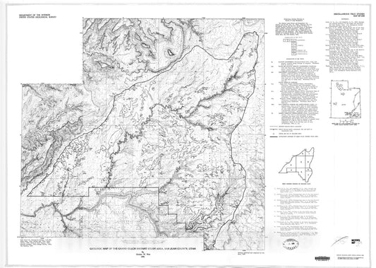 Map : Geologic map of the Grand Gulch Instant Study Area, San Juan County, Utah, 1981 Cartography Wall Art :