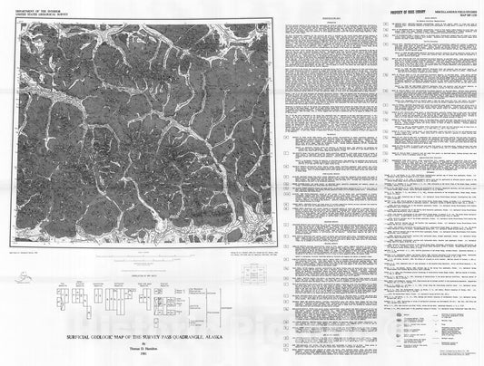 Map : Surficial geologic map of the Survey Pass quadrangle, Alaska, 1981 Cartography Wall Art :