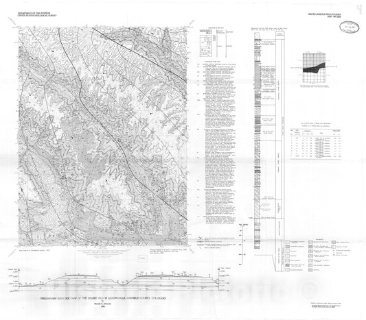 Map : Preliminary geologic map of the Desert Gulch quadrangle, Garfield County, Colorado, 1981 Cartography Wall Art :