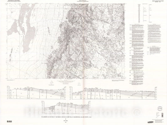 Map : Preliminary geologic map of the Marjum Pass and Swasey Peak SW quadrangles, Millard County, Utah, 1981 Cartography Wall Art :