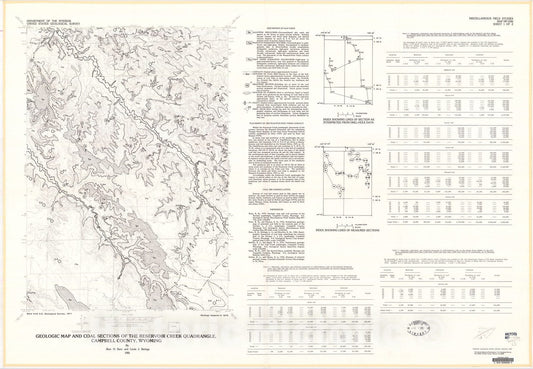 Map : Geologic map and coal sections of the Reservoir Creek quadrangle, Campbell County, Wyoming, 1981 Cartography Wall Art :