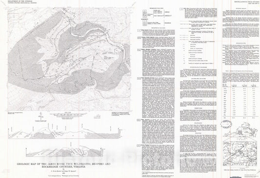Map : Geologic map of the James River Face Wilderness, Bedford and Rockbridge Counties, Virginia, 1981 Cartography Wall Art :