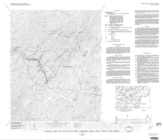 Map : Geologic map of the Little Frog Roadless Area, Polk County, Tennessee, 1981 Cartography Wall Art :