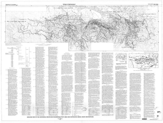 Map : Geologic map of the Centennial Mountains Wilderness Study Area and contiguous areas, Idaho and Montana, 1982 Cartography Wall Art :