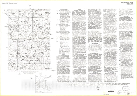 Map : Structural-stratigraphic framework and correlation of coal beds in the Tongue River and Sentinel Butte Members of the Fort Union F, 1983 Cartography Wall Art :