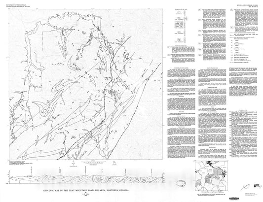 Map : Geologic map of the Tray Mountain Roadless Area, northern Georgia, 1982 Cartography Wall Art :