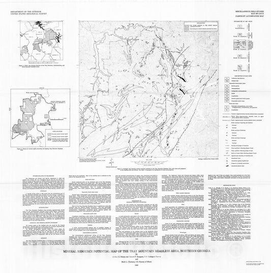 Map : Mineral resource potential map of the Tray Mountain Roadless Area, northern Georgia, 1983 Cartography Wall Art :