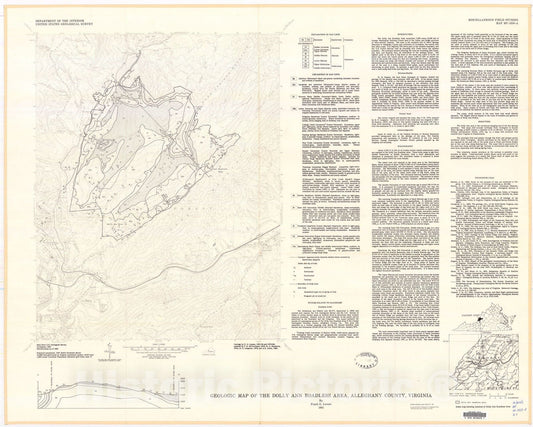 Map : Geologic map of the Dolly Ann Roadless Area, Alleghany County, Virginia, 1981 Cartography Wall Art :