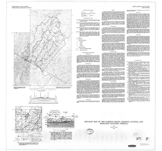 Map : Geologic map of the Ramseys Draft Addition, Augusta and Highland Counties, Virginia, 1982 Cartography Wall Art :