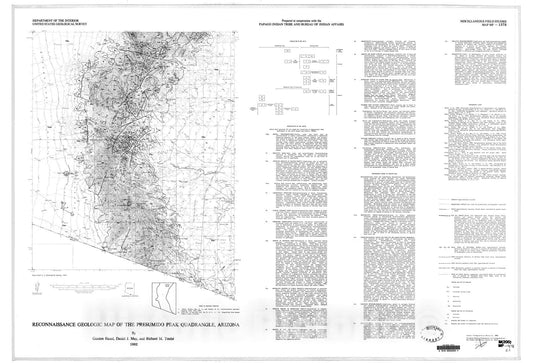 Map : Reconnaissance geologic map of the Presumido Peak quadrangle, Arizona, 1982 Cartography Wall Art :