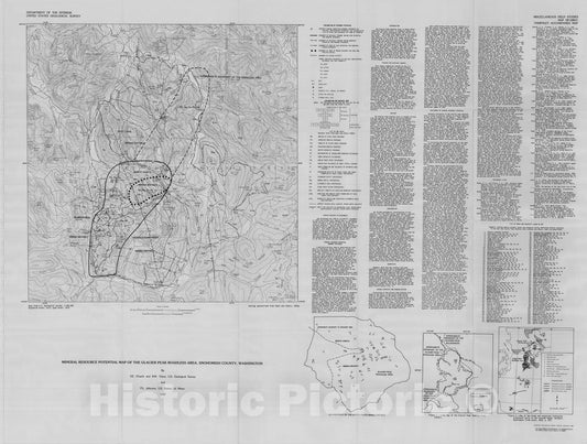 Map : Mineral resource potential map of the Glacier Peak Roadless Area, Snohomish County, Washington, 1983 Cartography Wall Art :